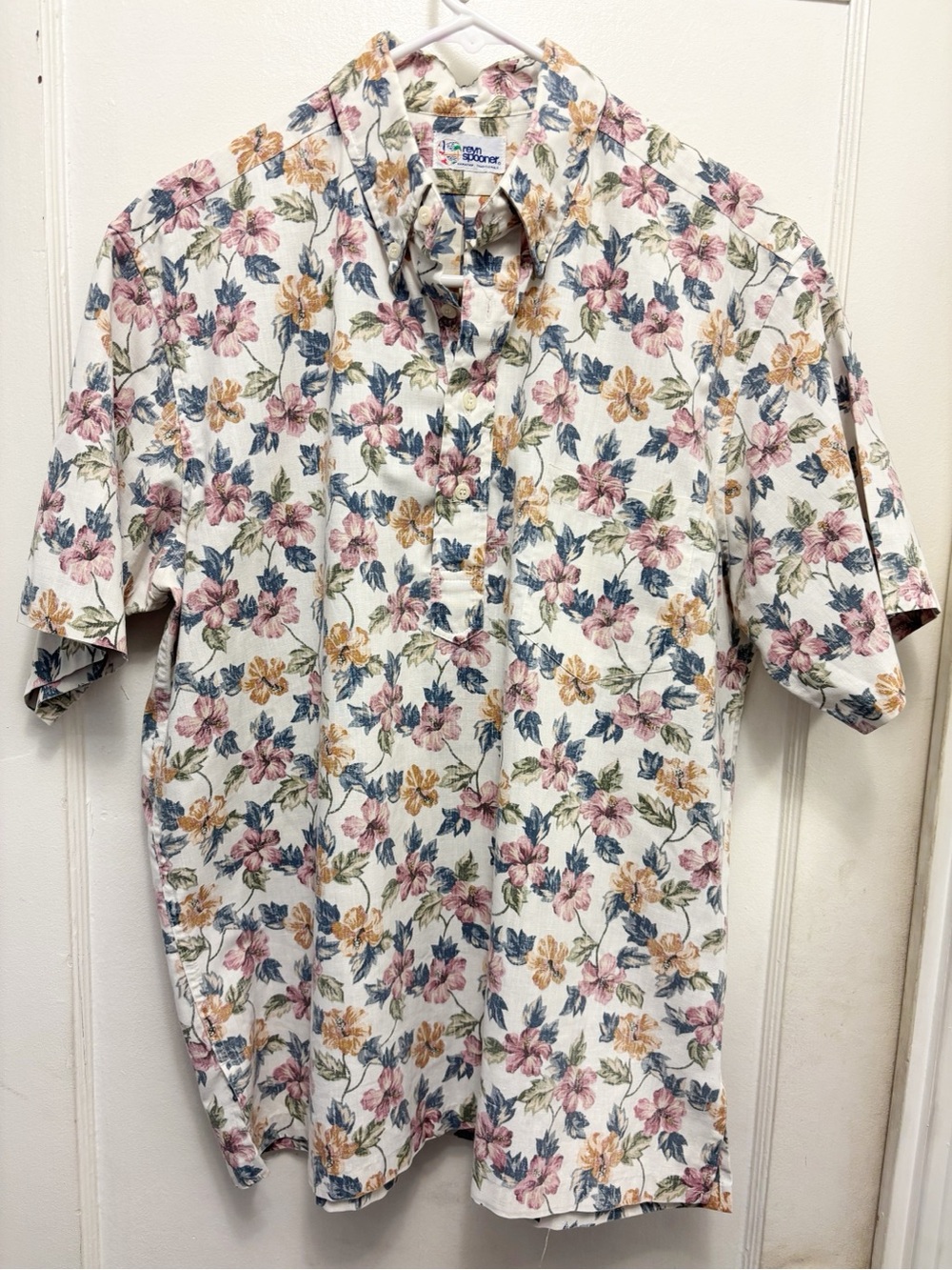 Vintage Reyn Spooner Hawaiian Shirt Men's Pastel Hibiscus Pattern Size Large